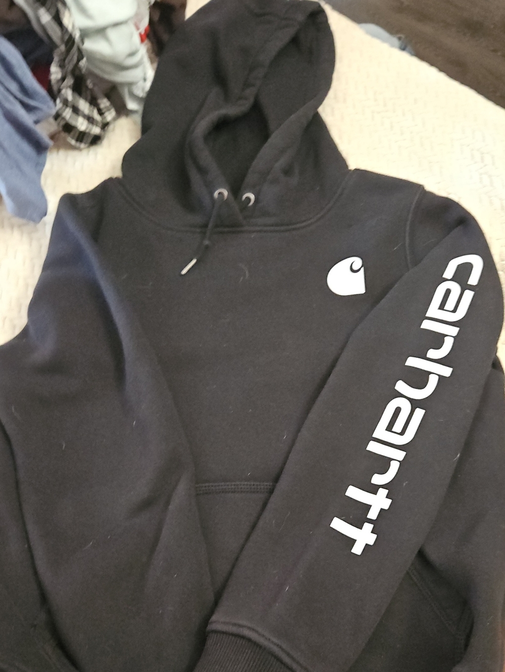 Carhartt Black Logo Hooded Sweatshirt - Men's Pullover